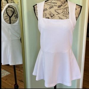H&M White Peplum Tank Top